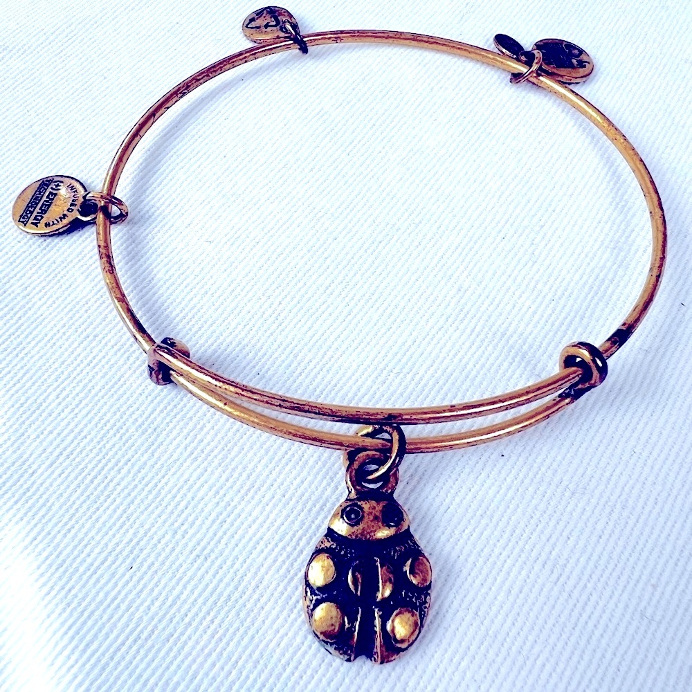 Alex and Ani Ladybug Charm Bracelet Rafaelian Gold Finish - Expands 2"- …